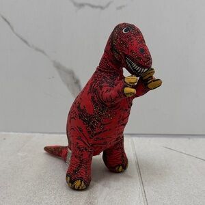 Vintage 90s Red Dinosaur T-Rex Plush Toy, Applause
